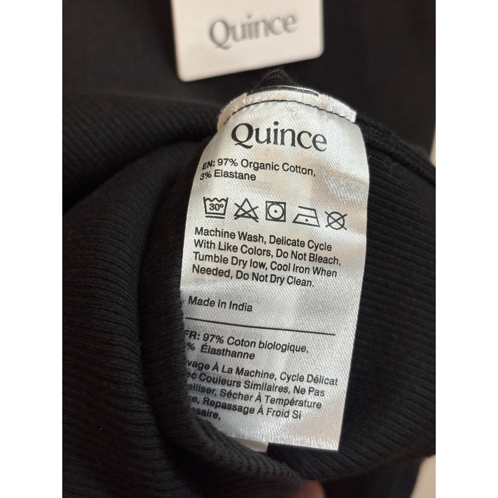 Quince Tank Top Womens M Black Organic Cotton Micro-Rib Scoop Neck Tank NWT - Picture 4 of 5